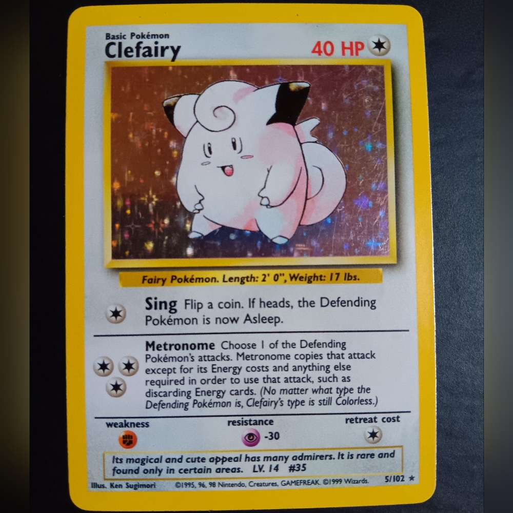 Clefairy Pokemon Card - Base Set - 5/102 Rare Holo